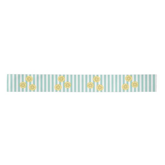 Ruban En Satin Summery Aqua Stripe & Lemon Slices - peut ajouter (Devant)