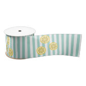 Ruban En Satin Summery Aqua Stripe & Lemon Slices - peut ajouter  (Bobine)