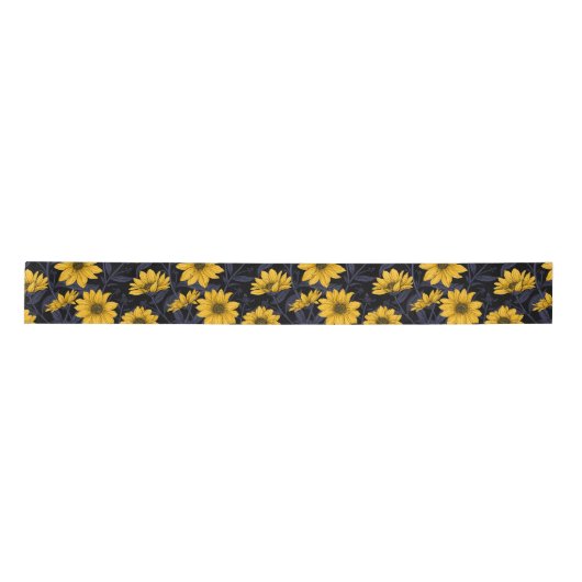 Ruban En Satin Sunroot, tournesol sauvage en jaune et bleu (Devant)