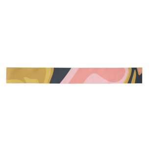 Ruban En Satin Super Marbel Pink Mustard Swirl Retro 60s