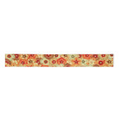 Ruban En Satin Super Retro Orange Hippie Fleurs Motif (Devant)