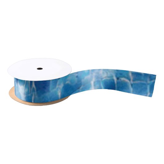 Ruban En Satin Surface d'eau bleue Abstraite (Bobine)