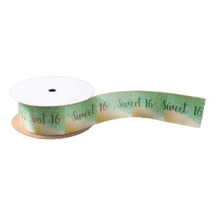 Ruban En Satin Sweet 16 Falling Green Parties scintillant sur Shi