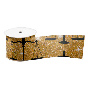 Ruban En Satin Symbole de Justice Balance dorée scintillante