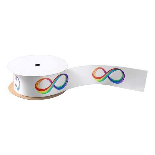Ruban En Satin Symbole d'infinité arc-en-ciel stratifié (Bobine)