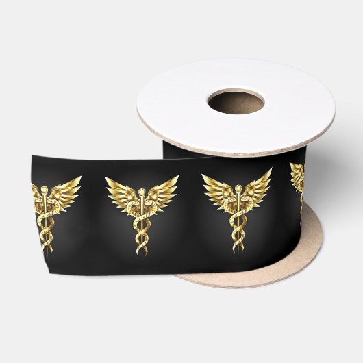 Ruban En Satin Symbole Polygonal Or Caduceus (Bobine)