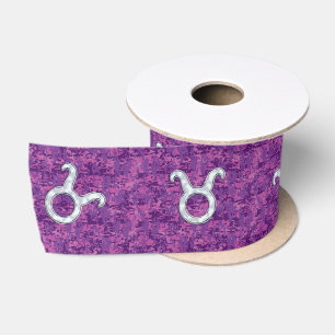 Ruban En Satin Symbole Taurus de Mère de Perle sur Camo numérique
