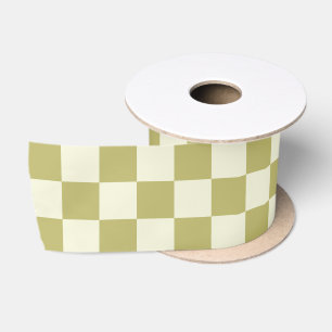 Ruban En Satin Tablier en kaki foncé et beige