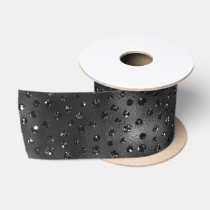 Ruban En Satin Taches de léopard à paillettes fausses noires