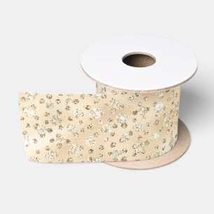 Ruban En Satin Taches de léopard Champagne Faux Paillettes