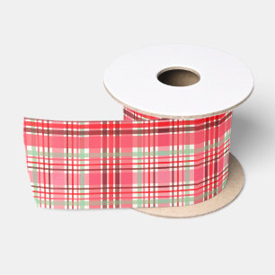 Ruban En Satin Tartan à carreaux rose