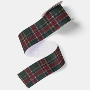 Ruban En Satin Tartan Bourguignon Vert Forêt Marine