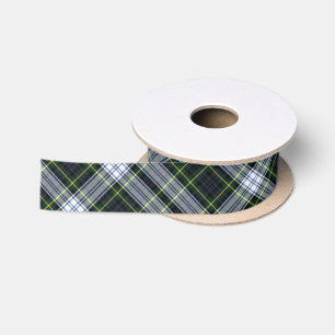 Ruban En Satin Tartan Clan Gordon Vert Blanc Noir Carreaux à Plai