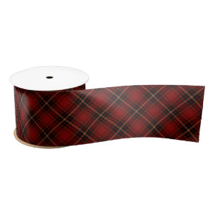 Ruban En Satin Tartan de Noël classique rouge, noir et or