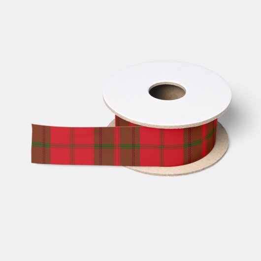 Ruban En Satin Tartan rouge rustique et vert (Bobine)