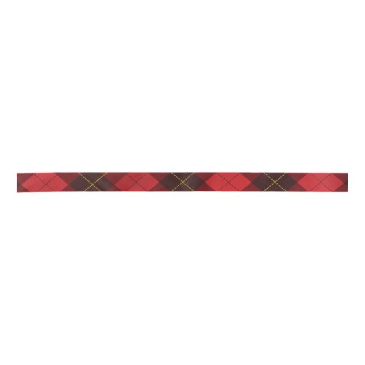 Ruban En Satin Tartan rustique roux-bordeaux classique (Devant)