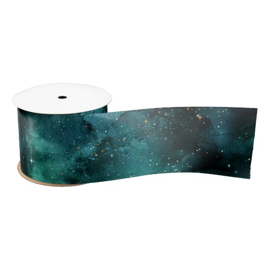 Ruban En Satin Teal galaxy Series Design 1 (Bobine)