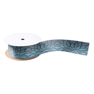 Ruban En Satin Teintes créatives de bleu ciel motif de feuilles 