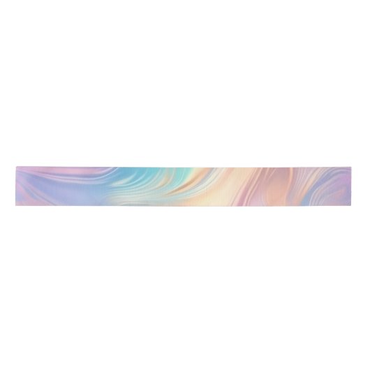 Ruban En Satin Tendance pastel rose bleu jaune abstrait vagues (Devant)