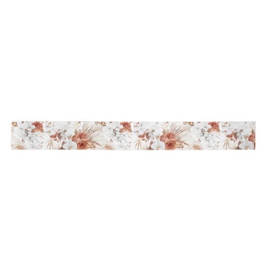 Ruban En Satin Terracotta et fleurs blanches Botanique Boho Chic (Devant)