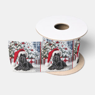 Ruban En Satin Terrier écossais de Noël sur tapis blanc