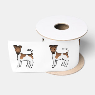 Ruban En Satin Térrier Fox Lisse Blanc Et Brun Chien De Dessin An