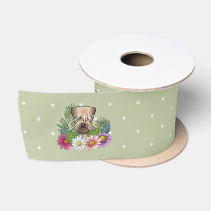 Ruban En Satin Tervueren à poil doux Fleurs colorées Vert