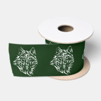 Tête de loup blanc sur vert