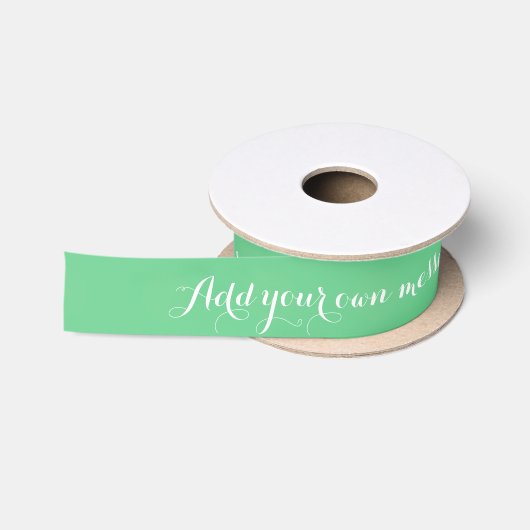 Ruban En Satin Texte de coutume de vert sauge (Bobine)