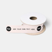 Ruban En Satin Texte de logo simple rose poudré (Bobine)