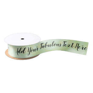 Ruban En Satin Texte de script personnalisé élégant vert chic