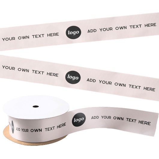 Ruban En Satin Texte simple du logo rose pâle