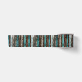 Ruban En Satin Texture de bois rustique planches sarcelle et marr (Devant)