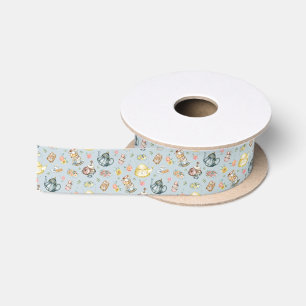 Ruban En Satin Thé d'après-midi vintage et Motif Rose en bleu