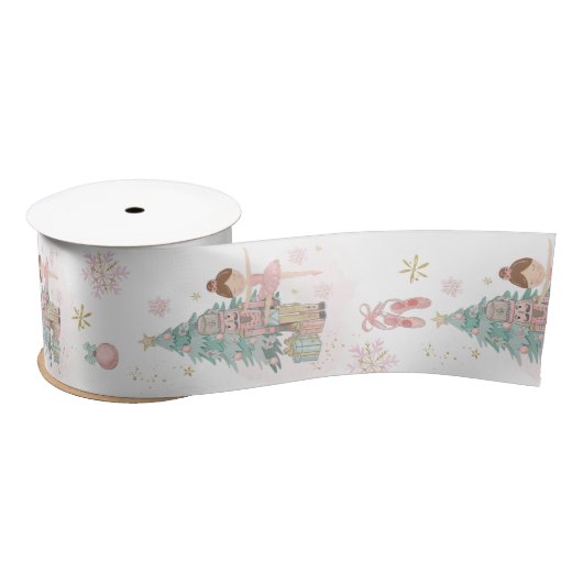 Ruban En Satin The Nutcracker Pastel Pink Mint Christmas Ballet (Bobine)