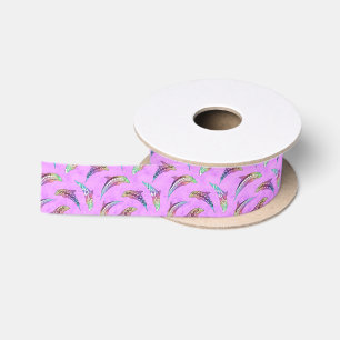 Ruban En Satin Tie Dye Animaux marins roses Dolphins Marlins