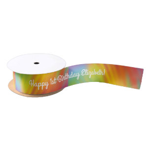 Ruban En Satin Tie Dye Arc-en-ciel Fête d'anniversaire Enfants m