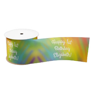 Ruban En Satin Tie Dye Rainbow fête d'anniversaire