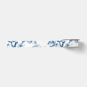 Ruban En Satin Tissu Satiné à Motif Toile de Jouy Branche Fleurie