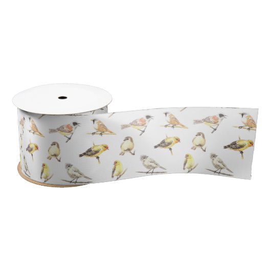 Ruban En Satin Tit birds motif (Bobine)