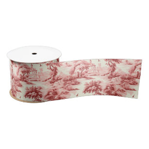 Ruban En Satin Toile De Jouy Rouge Cottage Français Paysage