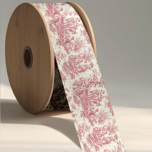 Ruban En Satin Toile de Jouy rouge élégante vintage