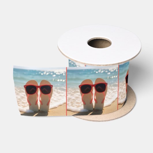 Ruban En Satin Tongs de plage avec lunettes de soleil rouges (Bobine)
