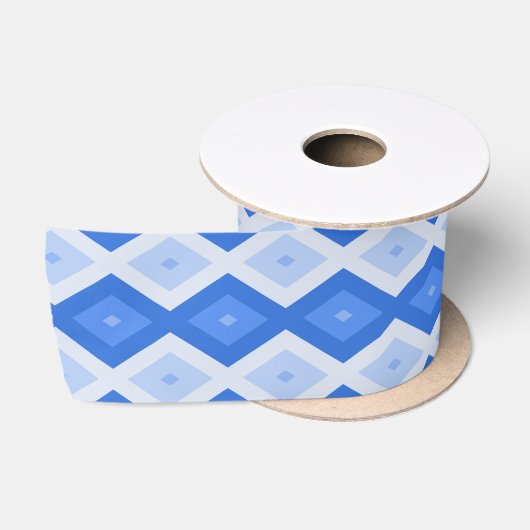 Ruban En Satin Tons de motif de diamant bleu (Bobine)