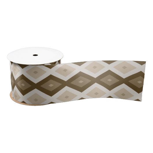 Ruban En Satin Tons de motif diamant brun (Bobine)