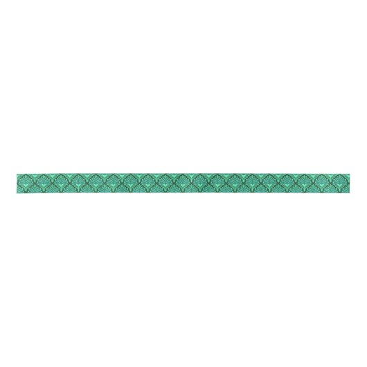 Ruban En Satin Tons vert menthe motif géométrique Art Nouveau (Devant)