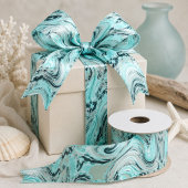 Ruban En Satin Tourbillons de style côtier Menthe Océan Mer Aqua