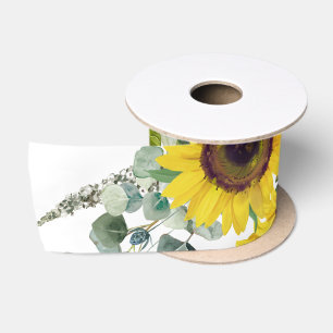 Ruban En Satin Tournesol d'or Eucalpytus Vert