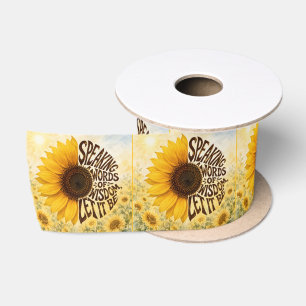 Ruban En Satin Tournesol jaune avec citation encourageante
