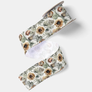 Ruban En Satin Tournesols et citrouilles atténués – Automne neutr
